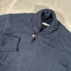 Marine Layer Sweater Men XL Navy Fisherman Wool Alpaca Shawl CollarButton Raglan